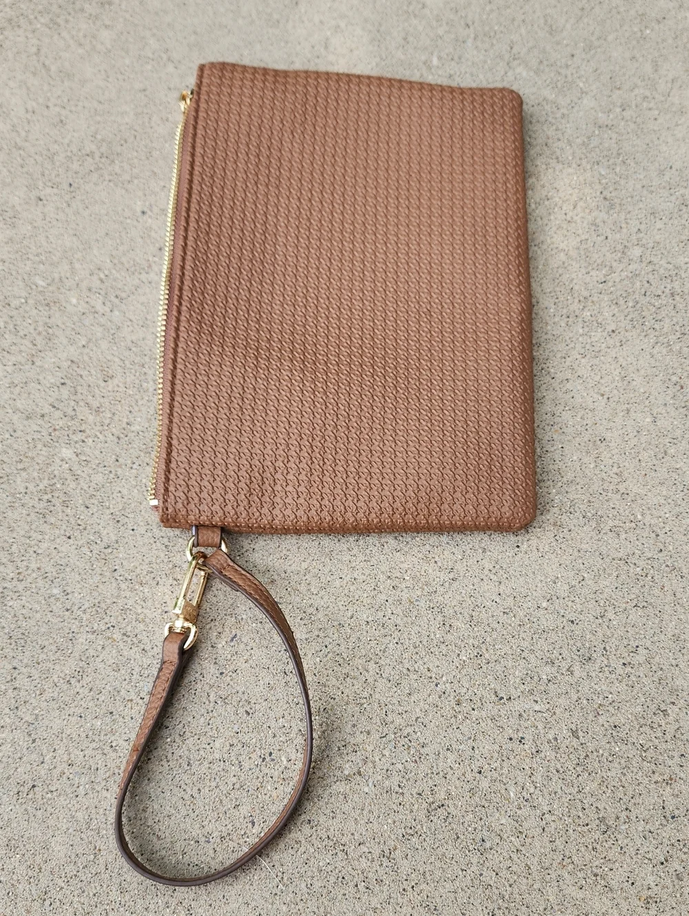 Anne Klein Brown Woven Wristlet Clutch
